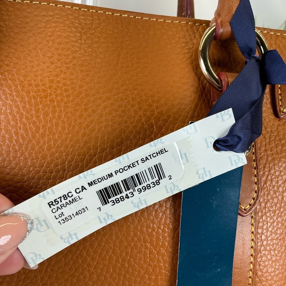 Dooney andβ Bourke Caramel Tan Brown Pocket Satchel Hand Shoulder bag Set NWT - Picture 9 of 13